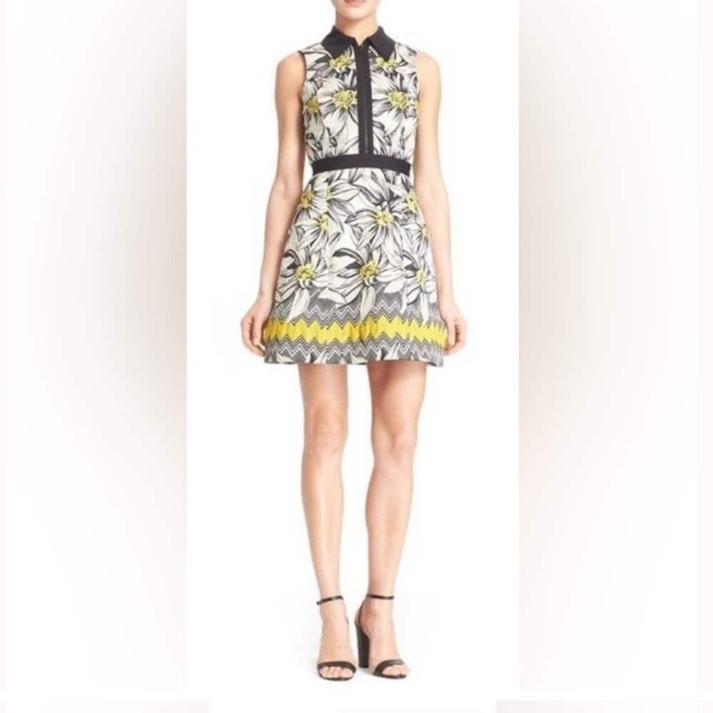Alice + Olivia Ellis Daisy Jacquard Fit & Flare Dress Size S